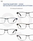 JOLISU 5 szt. Męskie okulary do czytania, cienkie metalowe oprawki, blokujące niebieskie światło, okulary do czytania dla mężczyzn/kobiet
