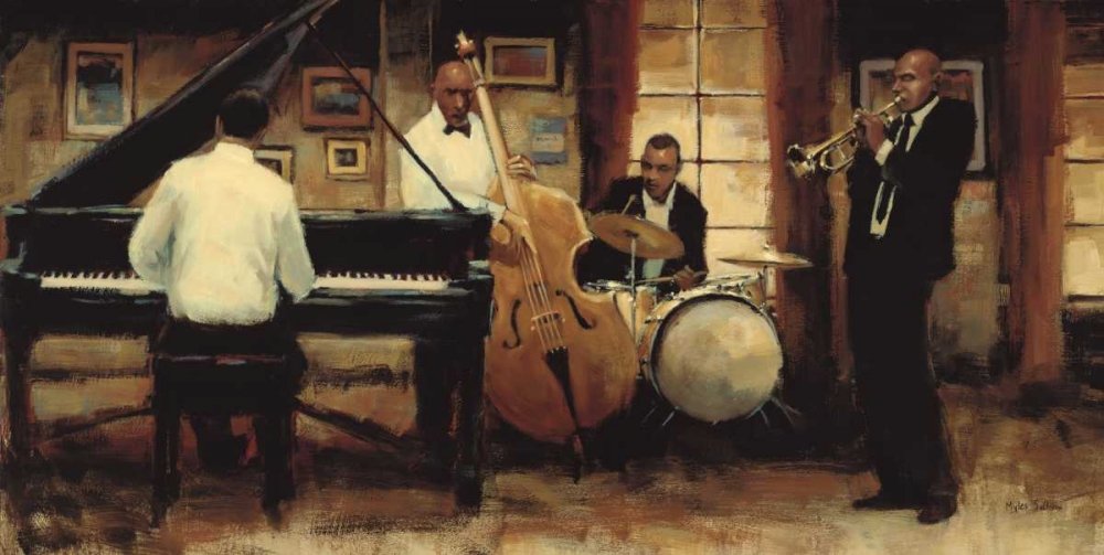 Feeling at home KUNSTDRUCK auf MATTE PAPIER 220gr All diesen Jazz Sullivan Myles - Figurativ horizontal Poster Band Bild auf Papier cm_93_X_190