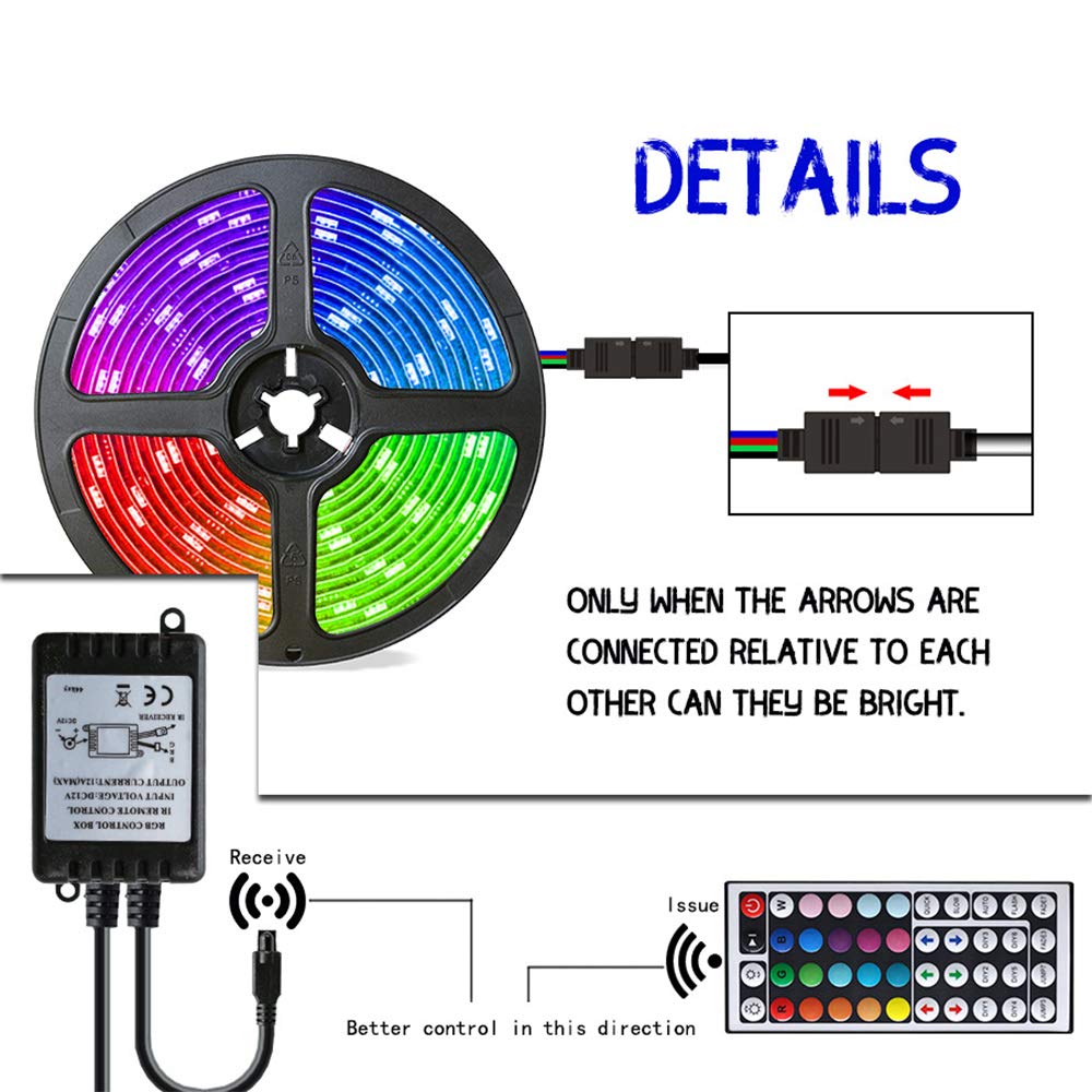 AKT 10M / 32.8FT Striscia LED Impermeabile 20 Colori / 4 modalità Kit Luci SMD 5050 RGB per Decorazioni Casa Natale Nozze Festa