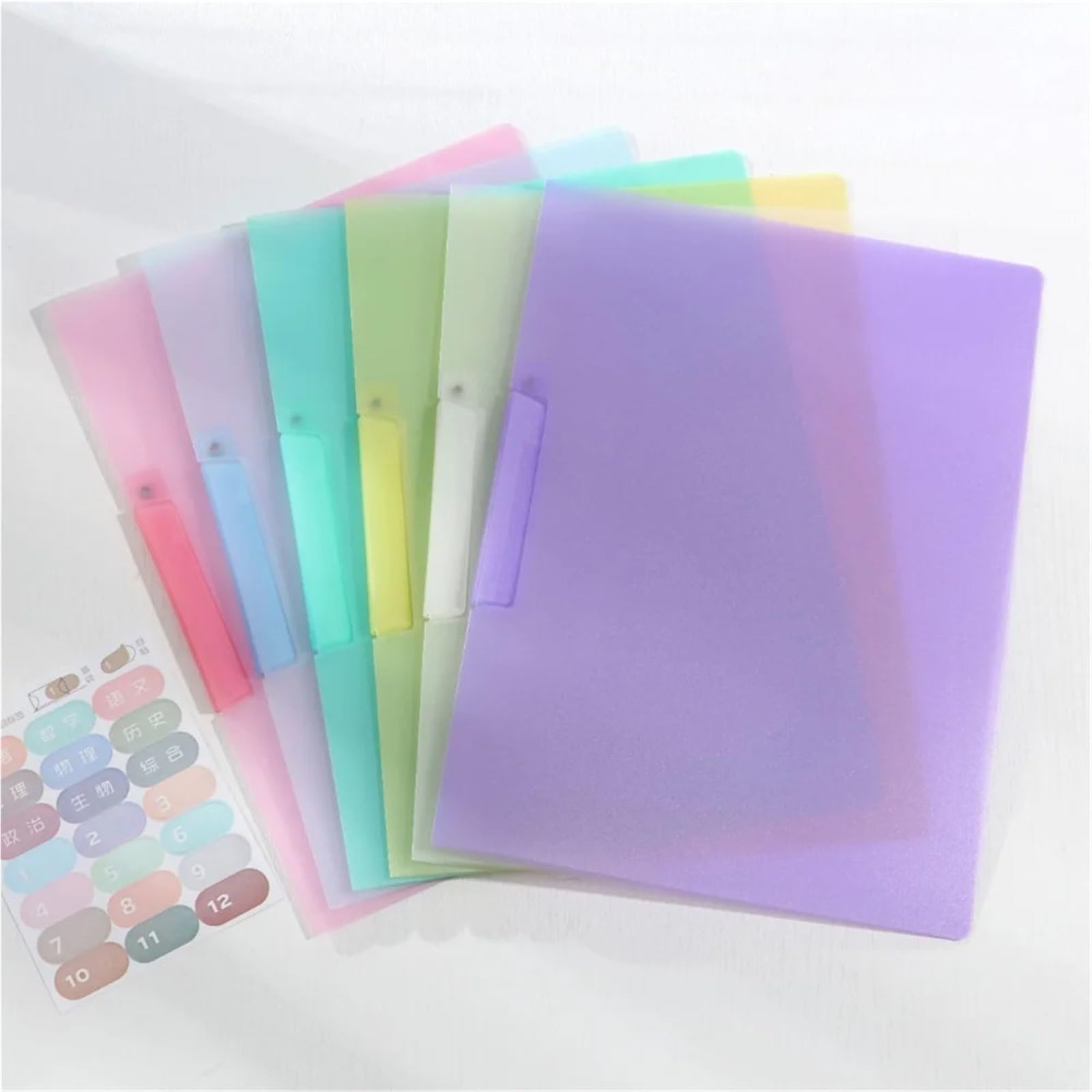 Carpeta Transparente Carpeta de archivos polipropileno con hebilla abierta lateral, tamaño A4, for documentos, varias páginas, transparente, bolsa inserción, papelería, 20 unidades Para Archivar(Blue)