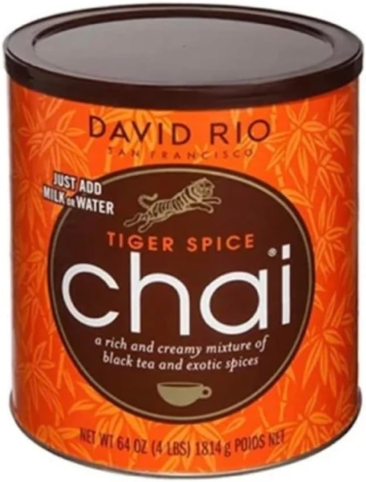 Tiger Spice Chai Tea Latte Mix, 64 Oz, Black Tea, Organic Spices, Dairy Free, Serve Hot or Cold, Just Add Water or Milk, 64 Servings, Perfect for Food Service