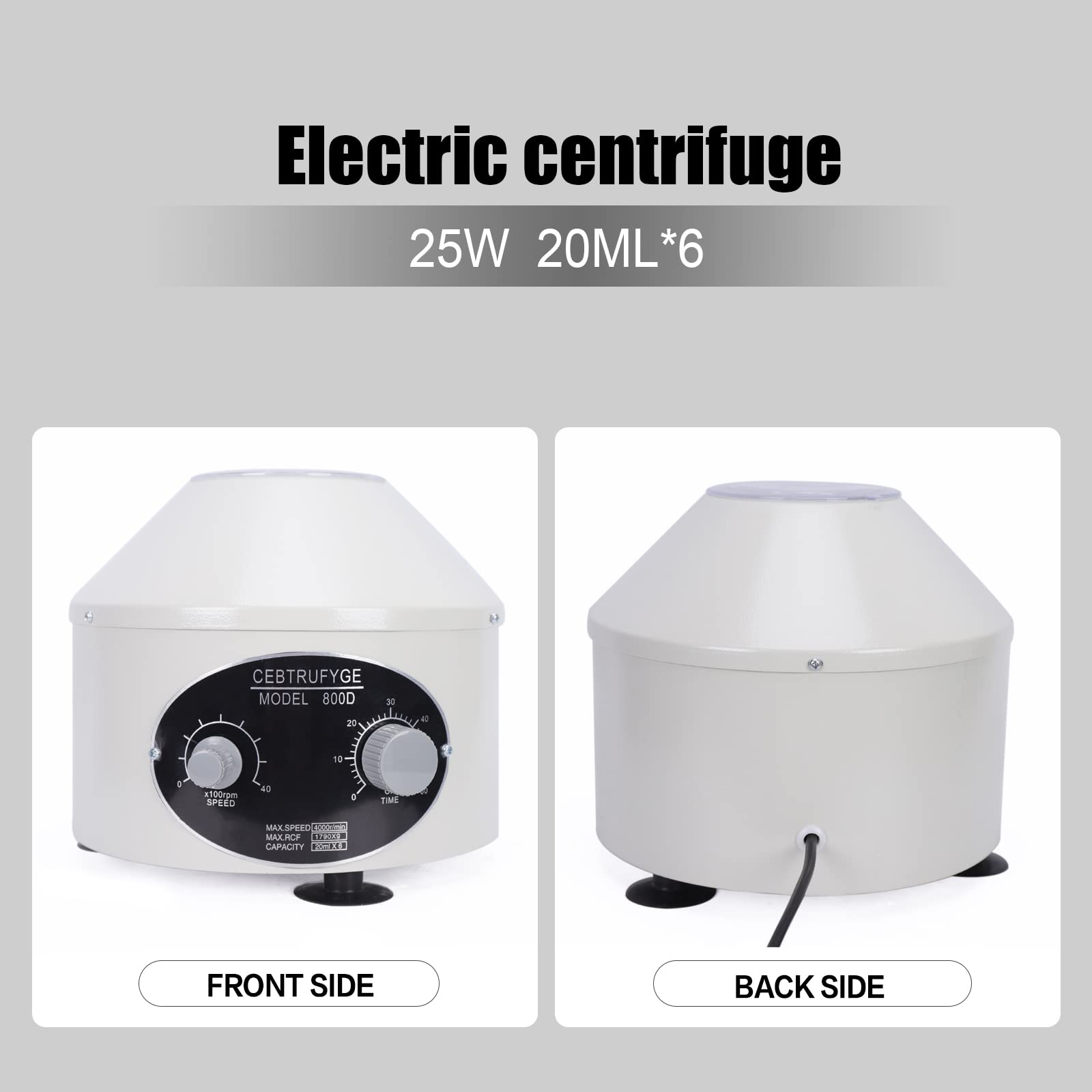 Centrífuga eléctrica de laboratorio PRP, 6 x 20 ml, 4000 rpm, pequeña centrífuga médica con velocidades ajustables y temporizador para plasma y suero en hospitales