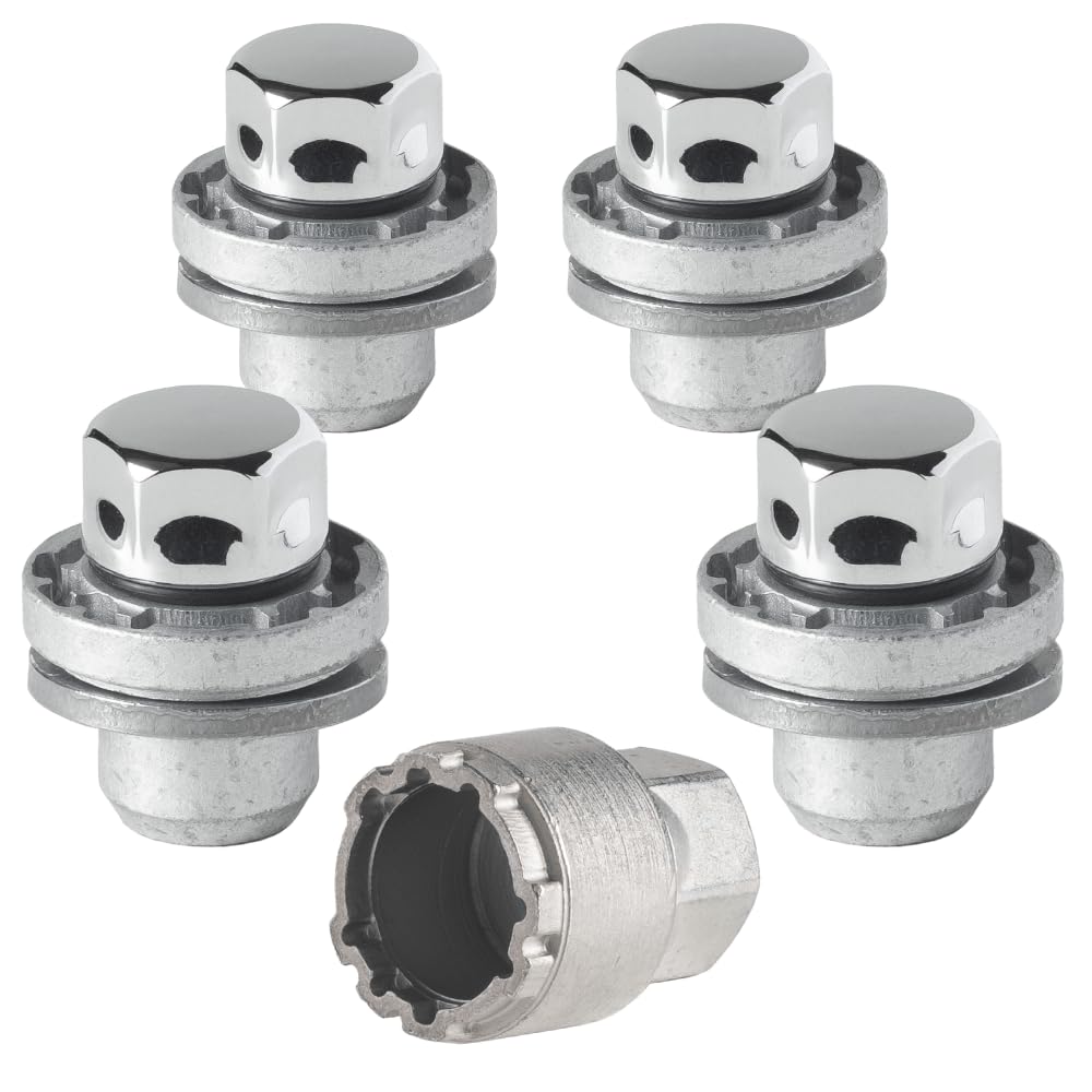 Farad GalaxyLock 382/M Chromed Lug nut Wheel-Locks Kit Suitable for Toyota Tacoma 2014-2023 (M12 X 1.5 Thread Size) - Set of 4 Lug Nuts + 1 Key