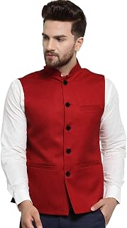 Shinechoice Men's Chequered Blended Festive Nehru Jacket