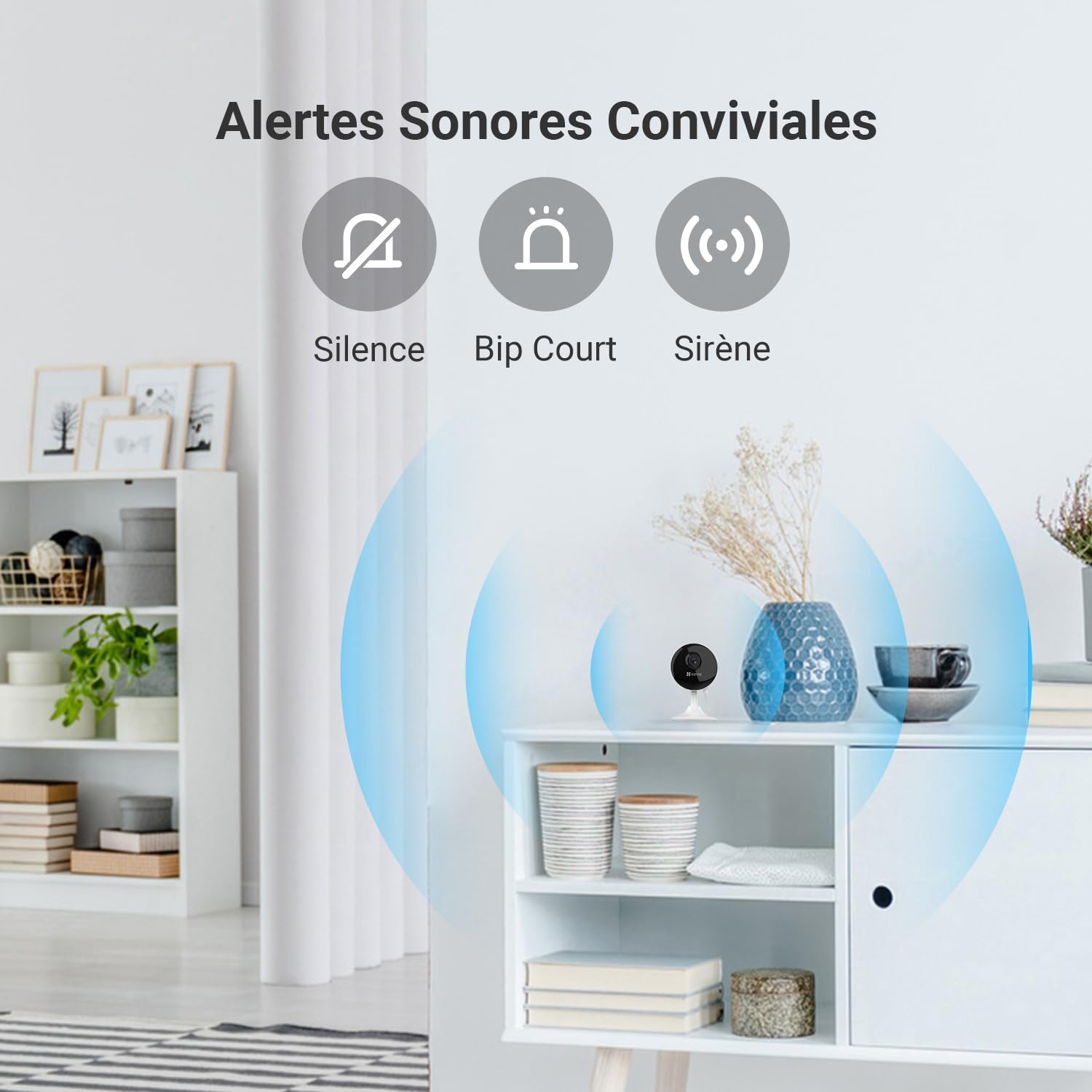 EZVIZ Caméra Surveillance WiFi Interieur 1080P FHD, Caméra IP WiFi sans Fil, Caméra Bébé/Animal Compatible Alexa, 135° Grand Angle, Détection de Mouvement, Audio Bidirectionnel, C1C 2PK