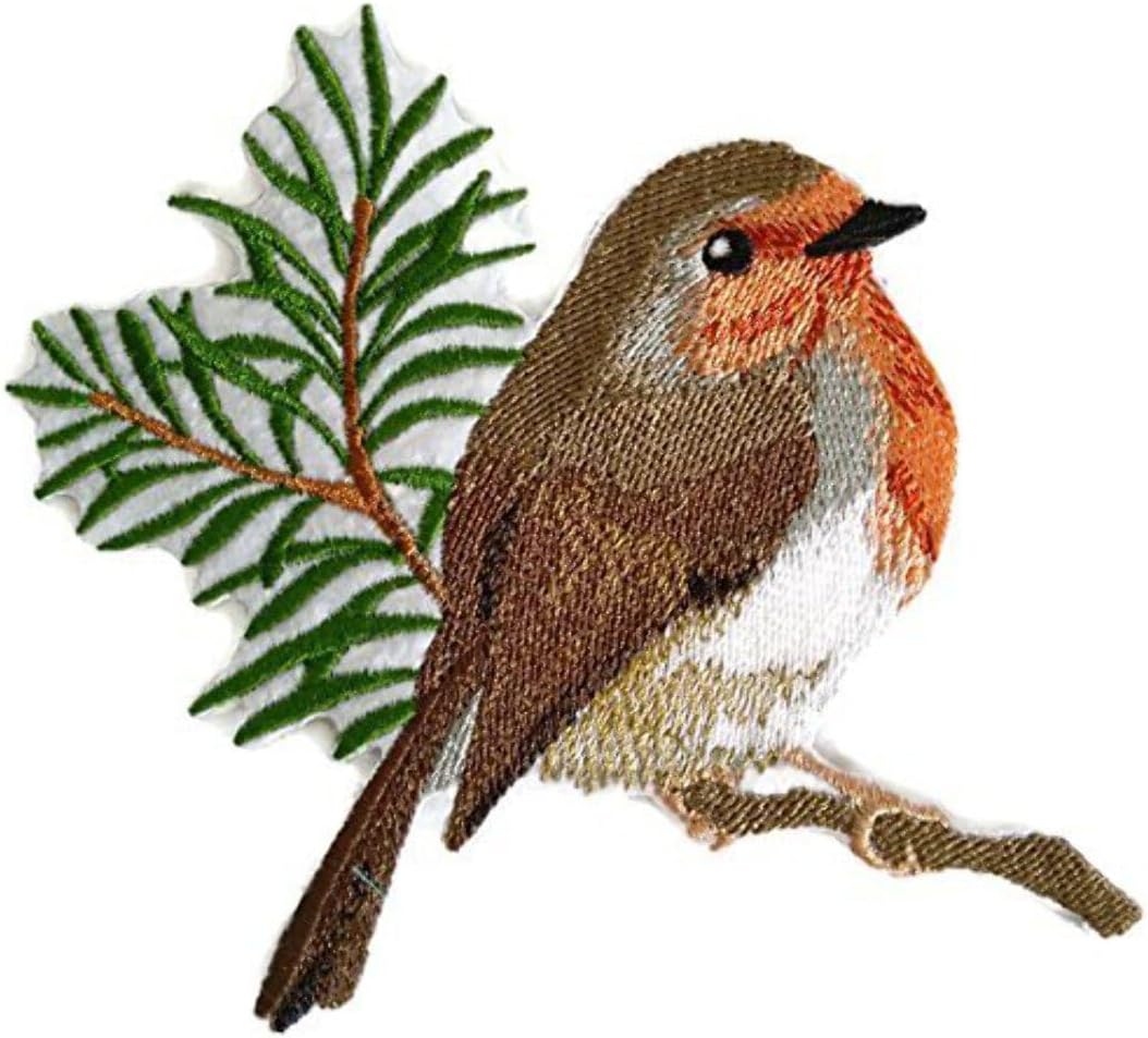Nature Weaved in Threads, Amazing Birds Kingdom [Single European Robin Bird ] [Custom and Unique] Embroidered Iron on/Sew Patch [4.3" *4.9"] [Made in USA]