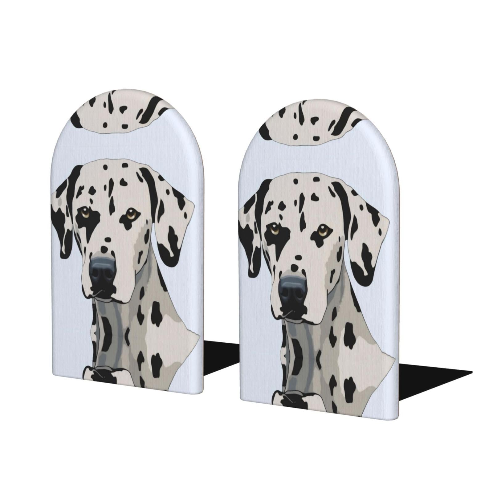 Dalmatian Stylish Bookends with Full-Print Design Durable Wooden and Metal Bookend Set for Home, Office