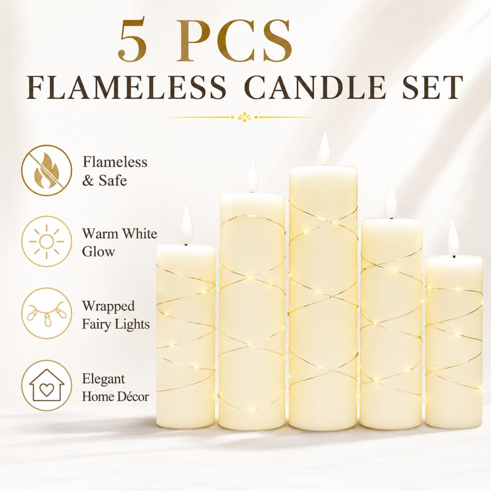 Mateju 5 Pezzi Candele LED Fiamma Oscillante con Telecomando e Timer, Candele LED Decorative a Batteria Luci Senza Fiamma Lunghe per Interni Esterni Camera da Letto Sala (Bianco)