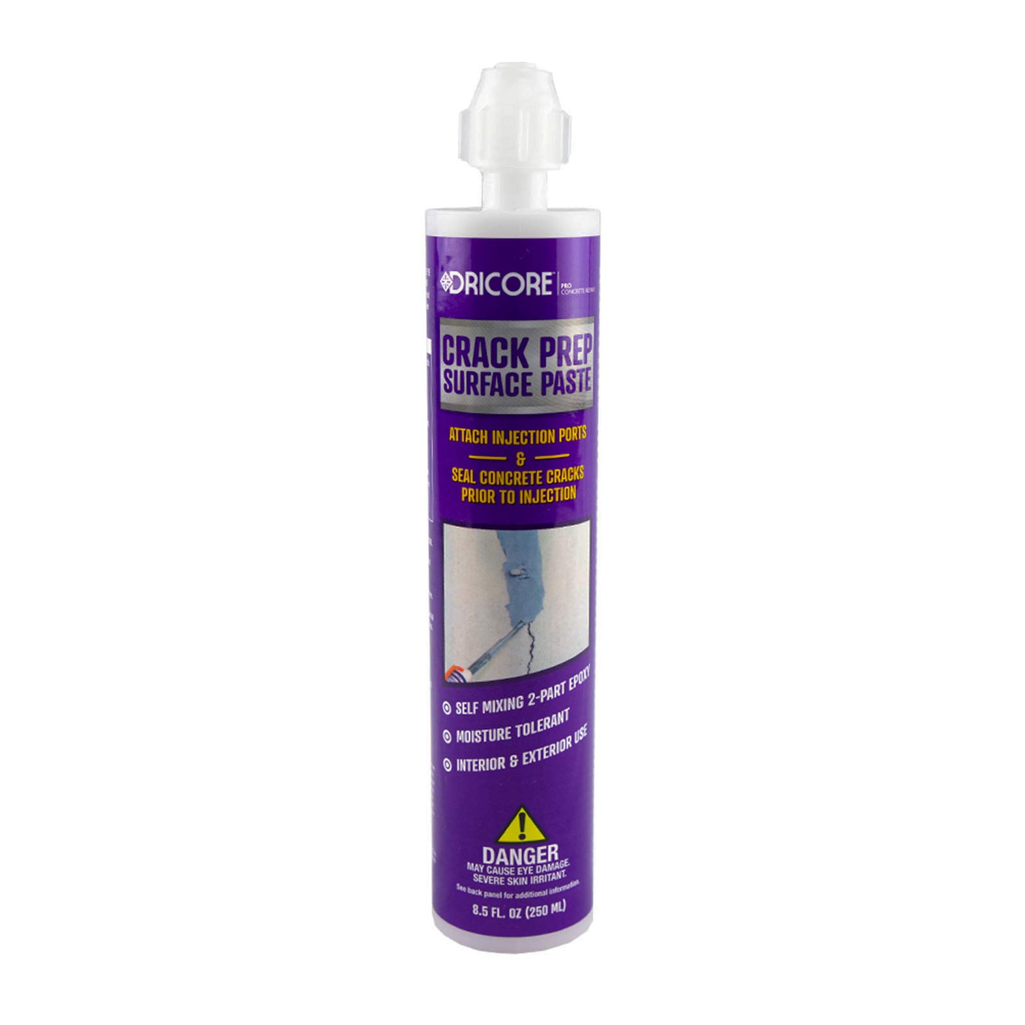DRICORE PRO Concrete Repair Crack Prep Surface Paste (Step One) | Moisture Tolerant Preparation Epoxy for Sealing Indoor and Outdoor Cracks in Floors, Walls, and Basements
