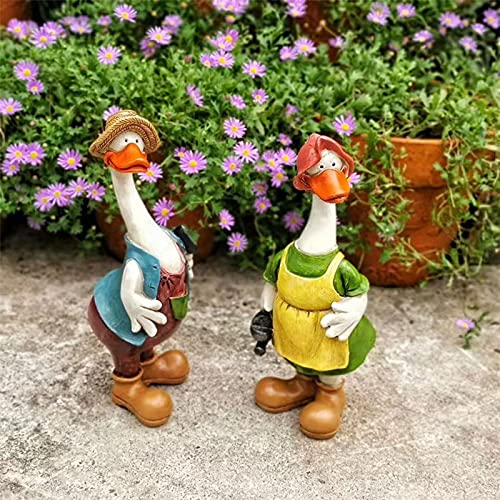 Felyhos Couple Duck Statues For Garden, Unique Funny Outdoor Garden Decorations Sculpture, Resin Collectible Garden Figurines(2 Pack) #TOP2