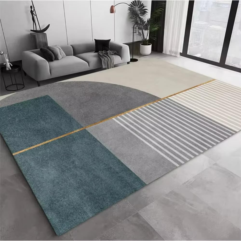 Tapis de chambre moderne et chaleureux motif géométrique