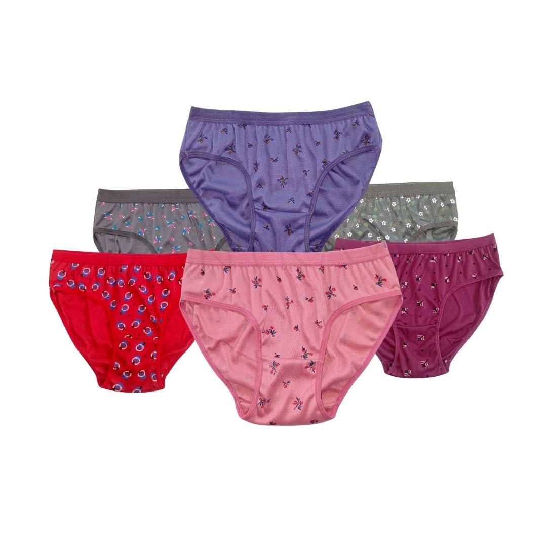 Women's Floral Print Innerwear High Waist Briefs Comfortable Inner Cotton Soft Underpants Brief for Women Panties Ladies Panty Female (6 Pack Multicolor)-image-47