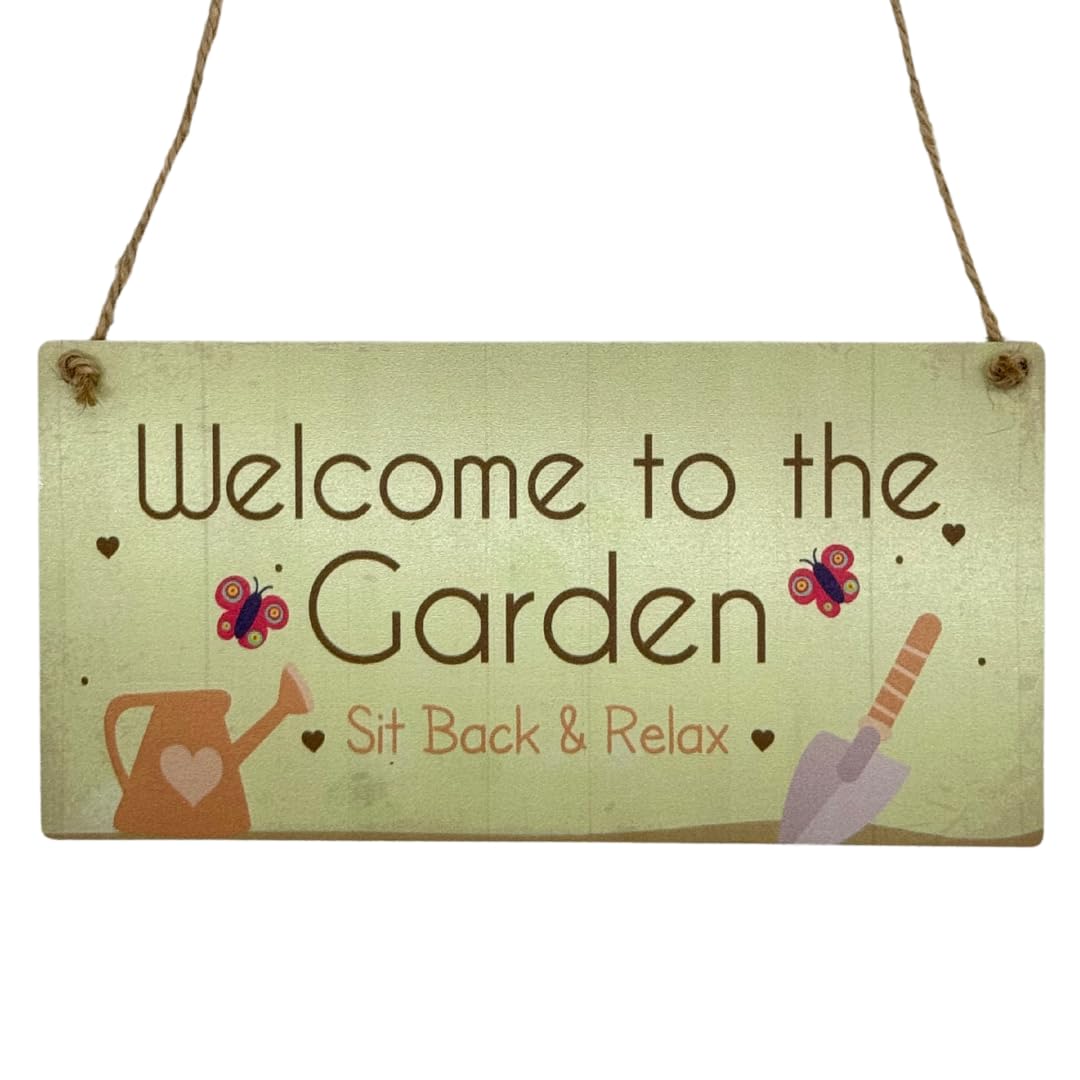 Second Ave Gift Company Neutral Second Ave Welcome To The Garden Relax Wooden Hanging Rectangle Home Friend Garden Sign Plaque