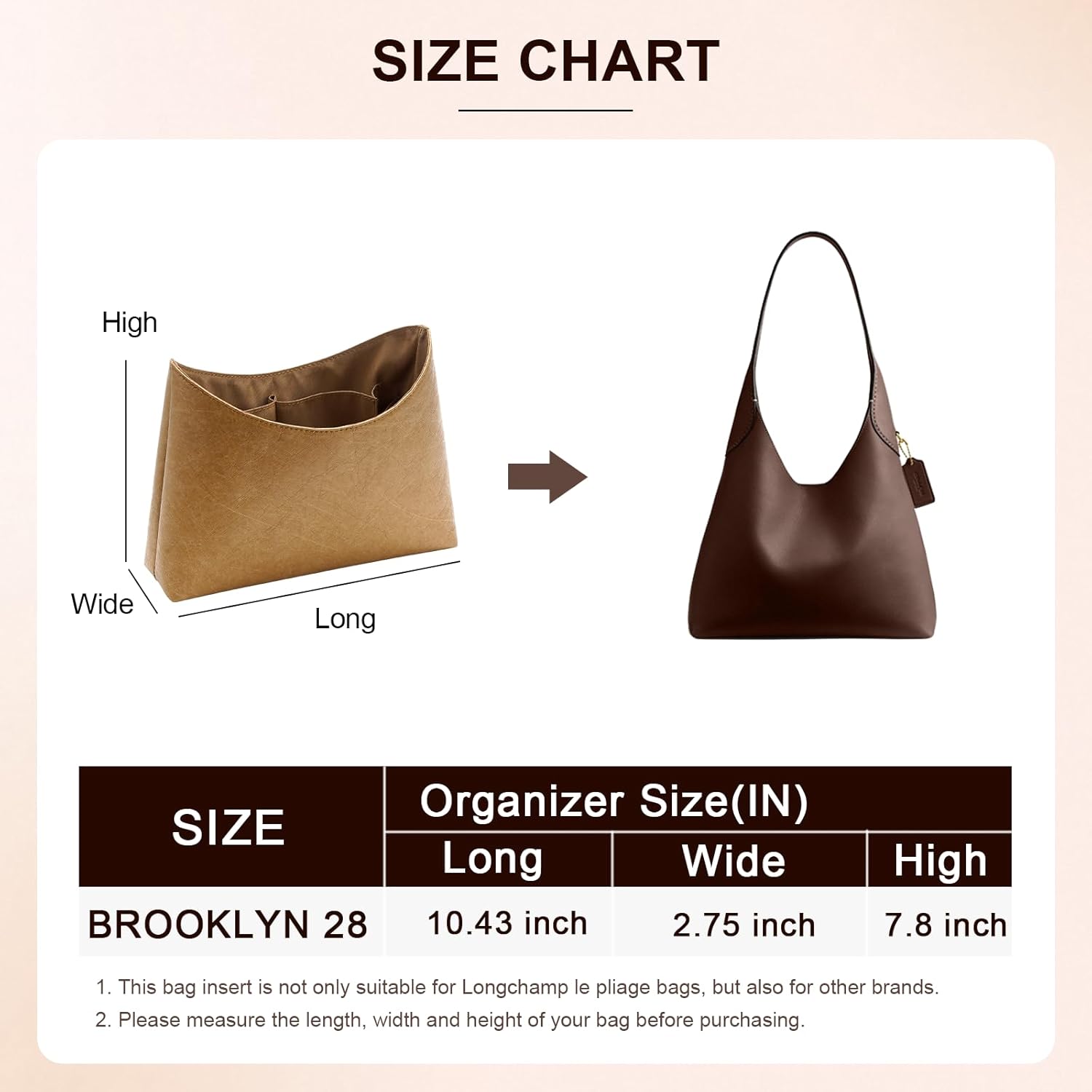Paper Purse Organizer Inserts for brooklyn 28 Insert Keeps Tote Handbag (EarthColor)