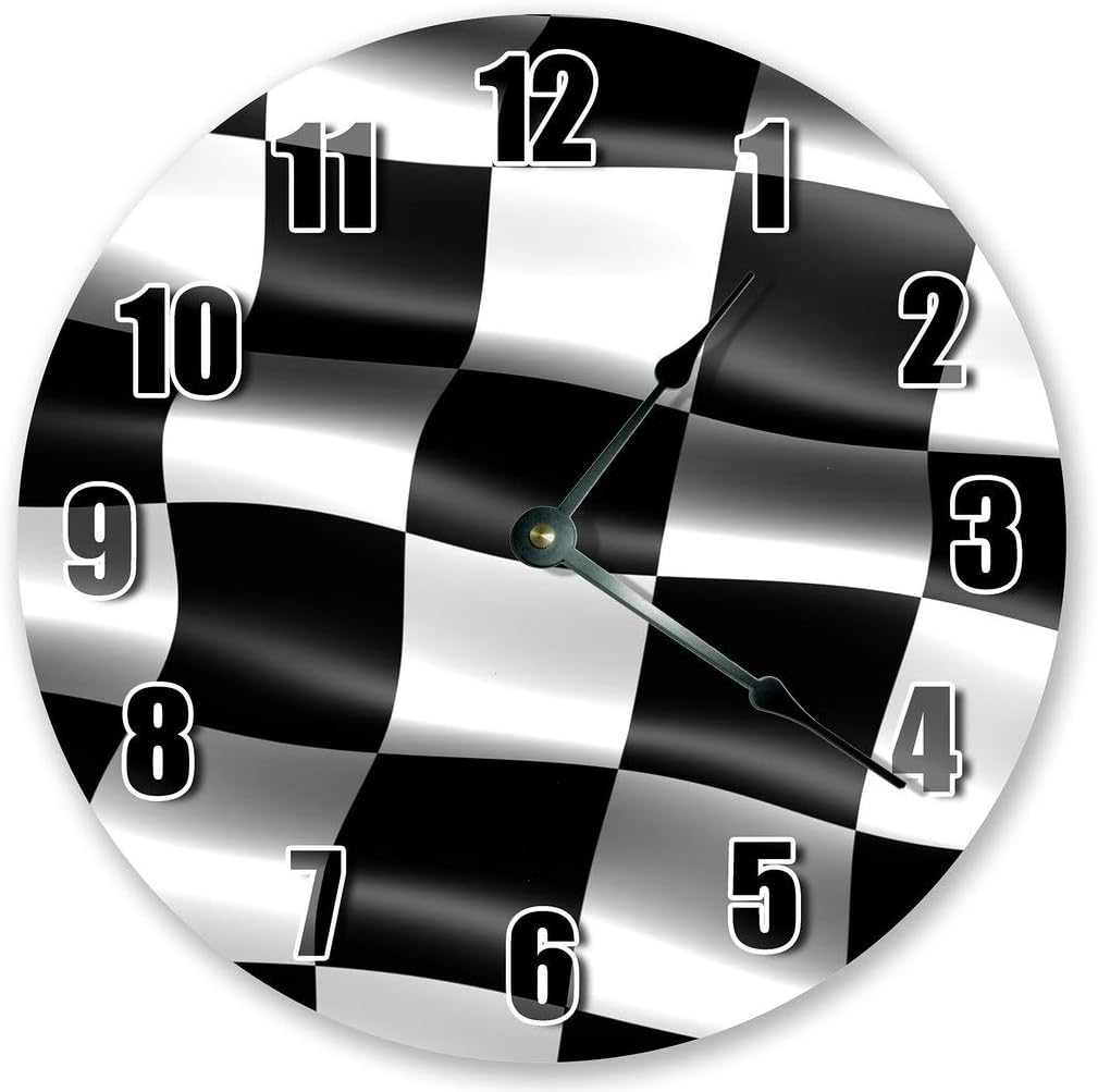 10.5" NASCAR Race Flag Clock - Large 10.5" Wall Clock - Home Decor Clock