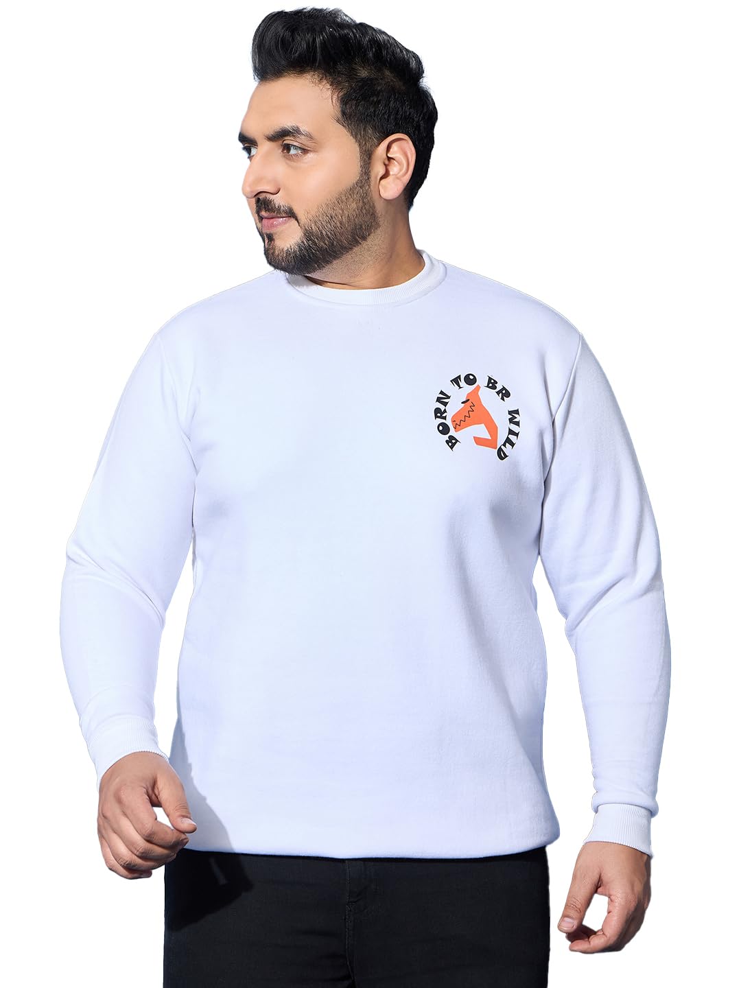 bigbanana Men Plus Size White Printed Full Sleeve Sweatshirt-picture-39