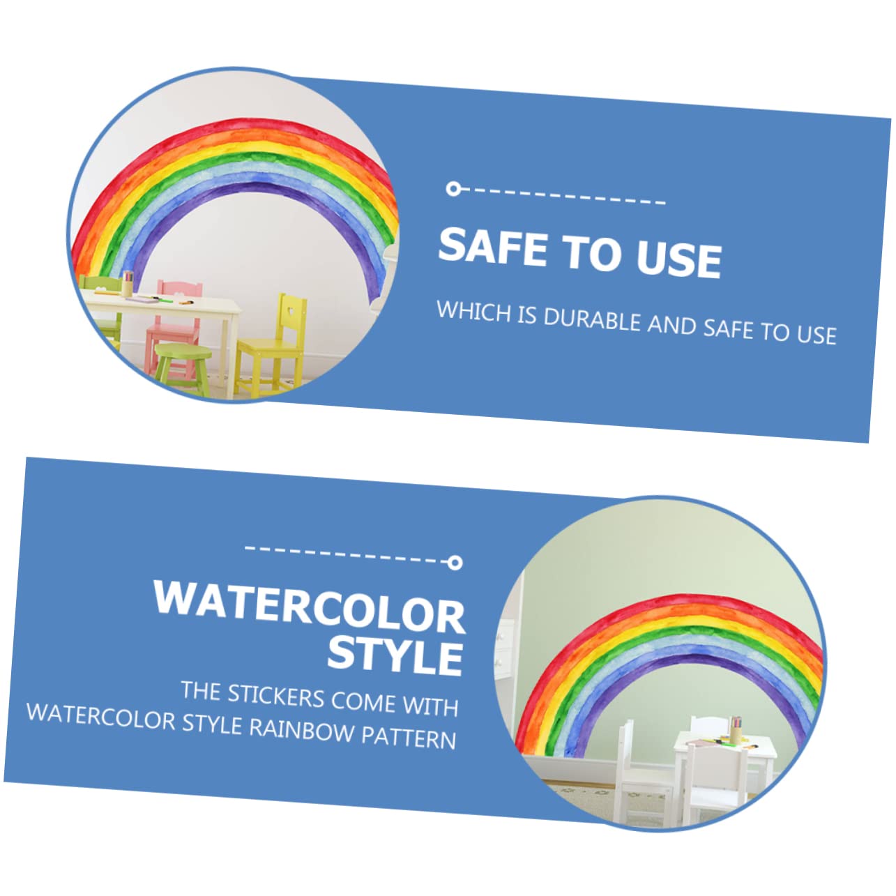 Adesivo Parete Arcobaleno Acquerello di Ornamenti Murali Decorativi per Stanza Finestre e Porte Realizzato Materiali Fattura