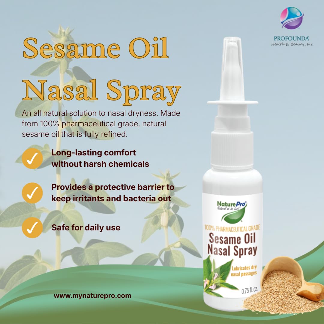 All-Natural Nasal Moisturizer Spray with 100% Pharmaceutical Grade Sesame Oil 0.75fl. to Soothe & Moisturize Dry Nose, Nasal Lubricant & Decongestant for Dry Nose Relief — Amazon image 2