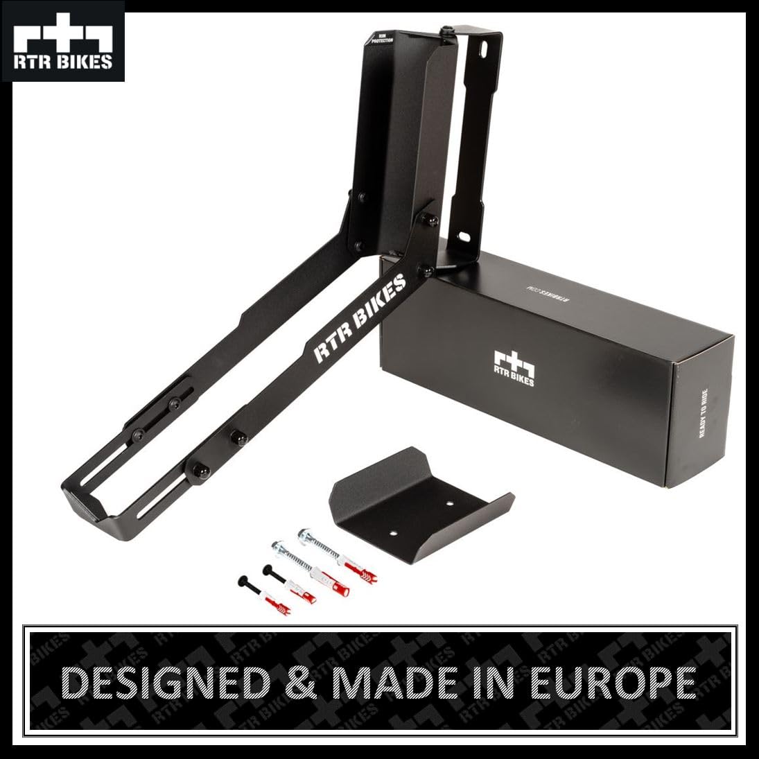 RTR BIKES Kranked Twist Fahrrad Wandhalterung Schwenkbar – 180° Drehbarer Wandhaken Vertikal – Für E-Bikes & MTB bis 30kg – Passend für 24-29 Zoll & 3,5" Reifen – Made in EU