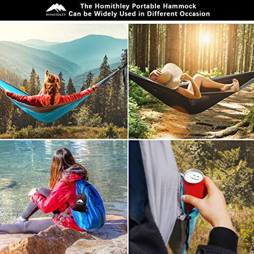 Homithley Camping Hammock Single Portable Hammocks With 2 Tree Straps - 210D Nylon Parachute Hammocks Swing - For Backpacking, Travel, Beach, Backyard, Patio, Hiking #TOP3