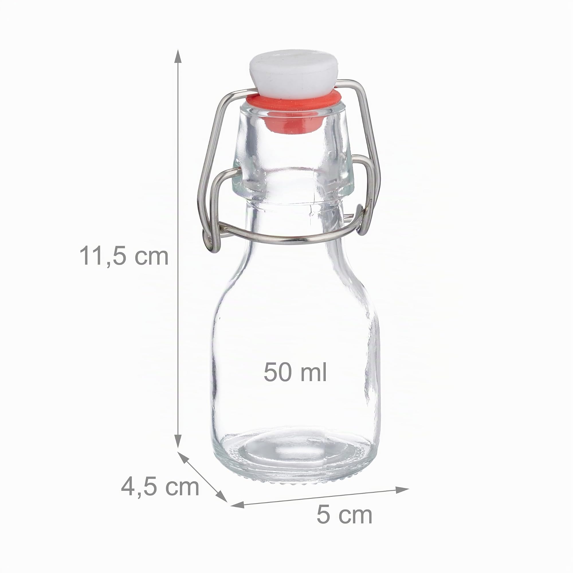 Relaxdays Pack Botellitas de Cristal, 50 ml, 25 Mini Botellas para Rellenar Licor o Aceite, Tapa Mecánica, Transparente
