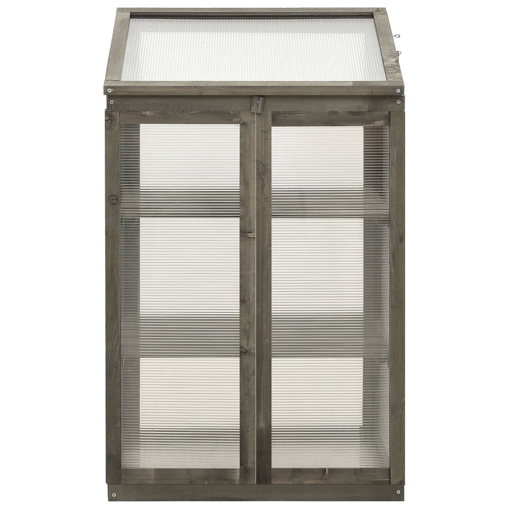 Invernadero de madera maciza de abeto 60 x 45 x 100 cm con placas de policarbonato y estantes para cultivo de hortalizas y protección de plantas en balcón, terraza o jardín, resistente a la