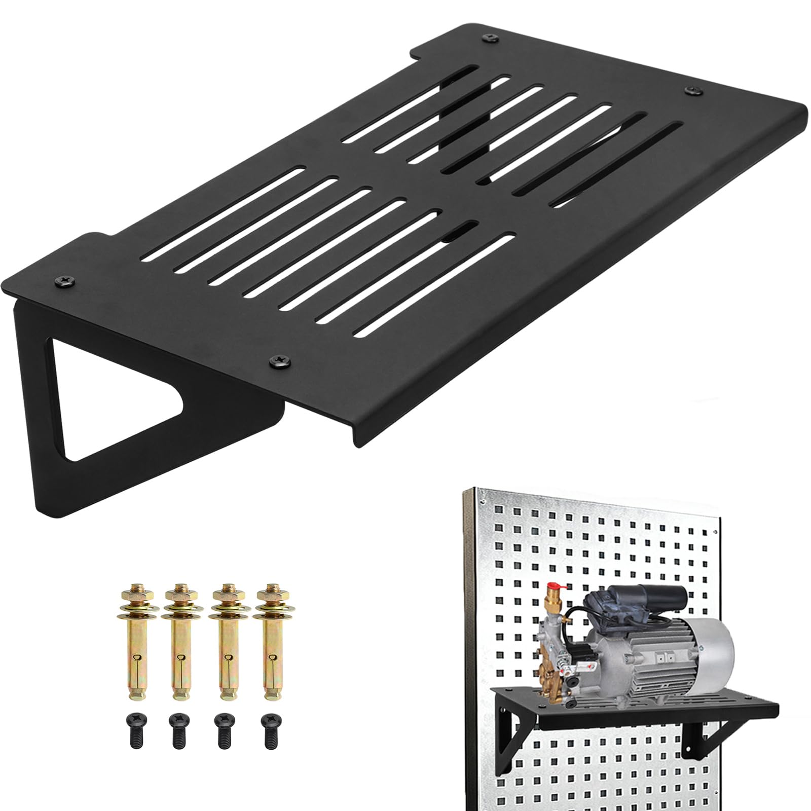 VANROUG Pressure Washer Shelf Wall Mount, Electric Pressure Washer Bracket Shelf Power Washer Storage Rack, Wall Mounted Washer Gun Holder for Garages Workshops Sheds, Black