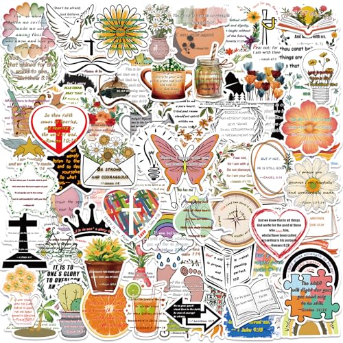 100Pcs Jesus Christian Stickers, Bible Verse Faith Sticker, Inspirational Decals for Water Bottles, Religious Easter Christmas Gifts for Adults Kids Men and Women