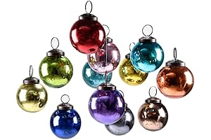 Serene Spaces Living 12-Piece Multicolor Mercury Glass Ornament Set