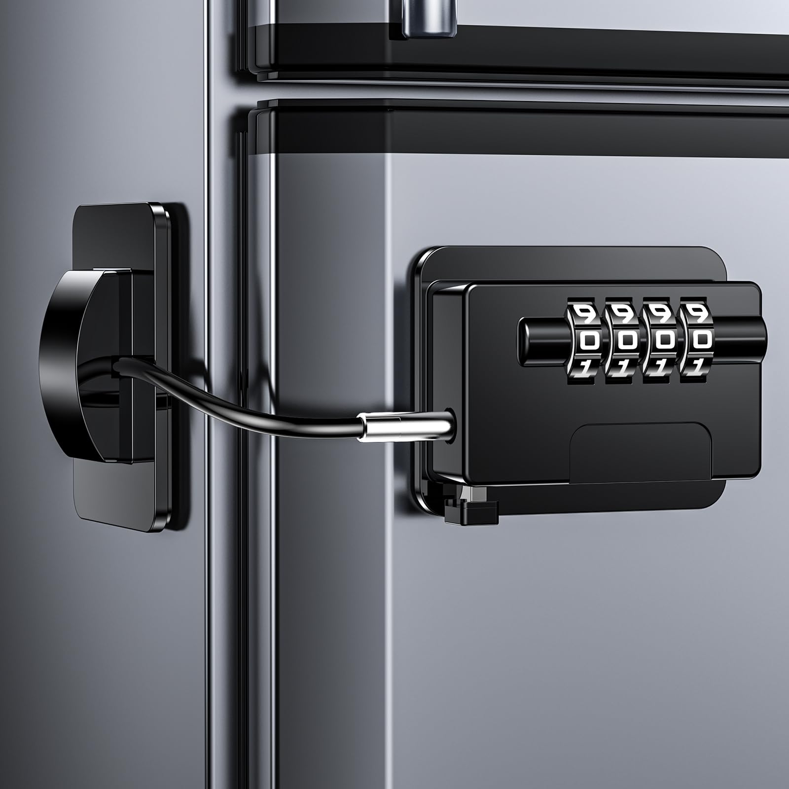 Child Proof Fridge Locks with 4 Code Password, Refrigerator Combination Latch for Kids, Toddlers and Adults, Baby Proofing Freezer Door Lock for Cabinets and Drawers, Oven, Windows (Black-1pack)