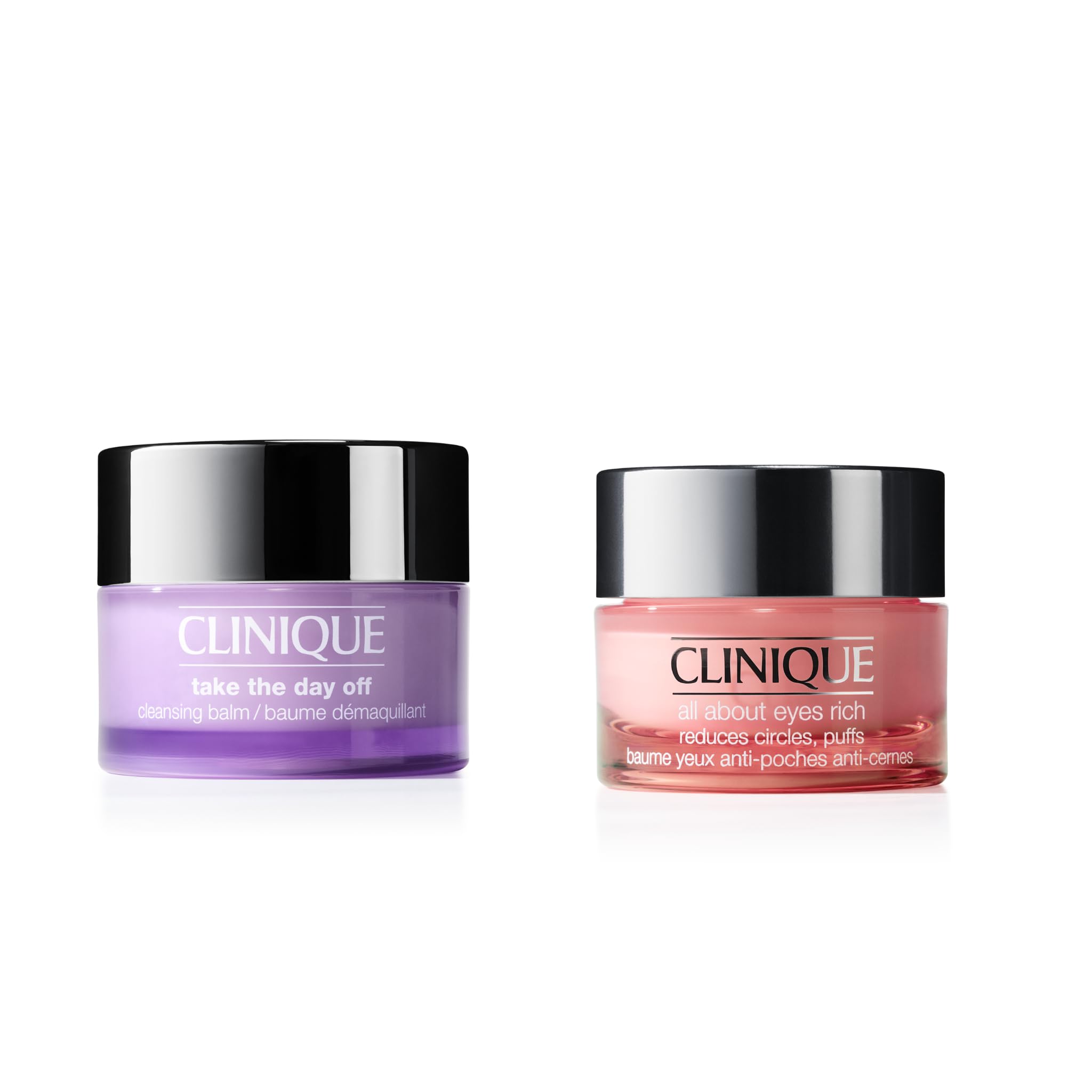 Clinique Take The Day Off Baume Démaquillant (30ml) + All About Eyes Crème Yeux Anti-poches (15ml) - Dissout Maquillage et Écran Solaire - Hydratant - Nettoie en profondeur, se rince parfaitement.