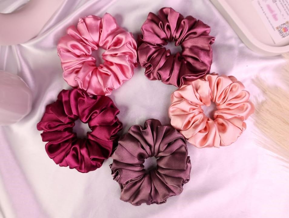 Satin Silk Scrunchies for Women and Girls | Scrunchy for Hair Rubber Band Hair Scrunchies and Accessories | Scrunchie Set | Larg Size Pack Of 6, Combo Set (Barbie pink Shades) Satin Silk Scrunchies for Women and Girls | Scrunchy for Hair Rubber Band Hair Scrunchies and Accessories | Scrunchie Set | Larg Size Pack Of 6, Combo Set (Barbie pink Shades)