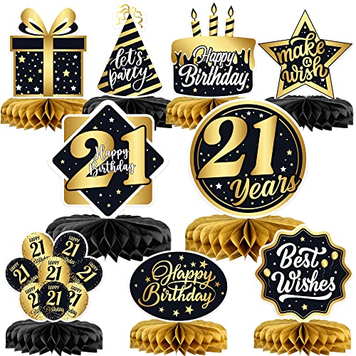 KatchOn, Huge, Black and Gold 21st Birthday Decorations - Pack of 9 | 21st Birthday Decorations for Him | Black 21st Birthday Table Decorations for Him | 21st Birthday Centerpieces For a Table