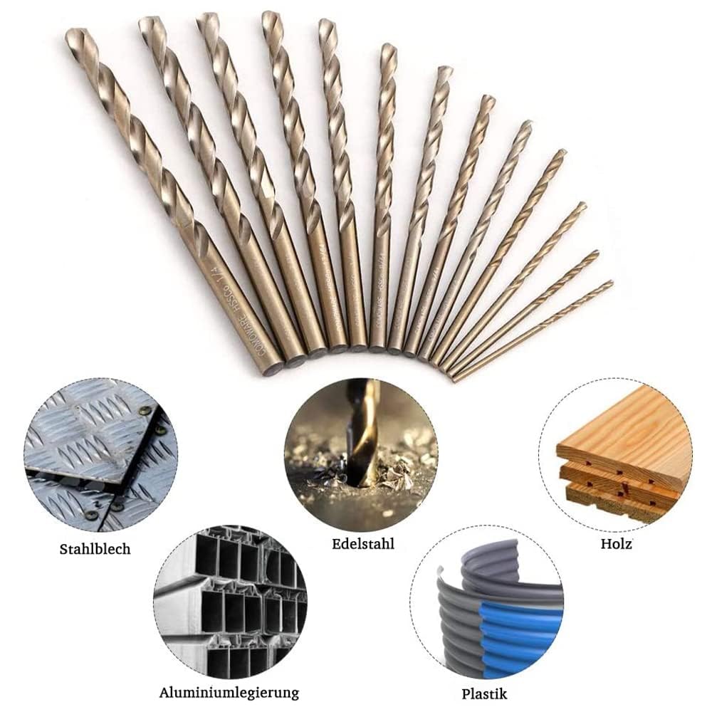 230-teilig Metallbohrer Set Metallbohrersortiment HSS geschliffen,Split Point Handbohrmaschine Spiralbohrer Bohrersets Profi-Steinbohrersatz,Bohren in Edelstahl/Stahl/Holz/Gusseisen/Aluminium
