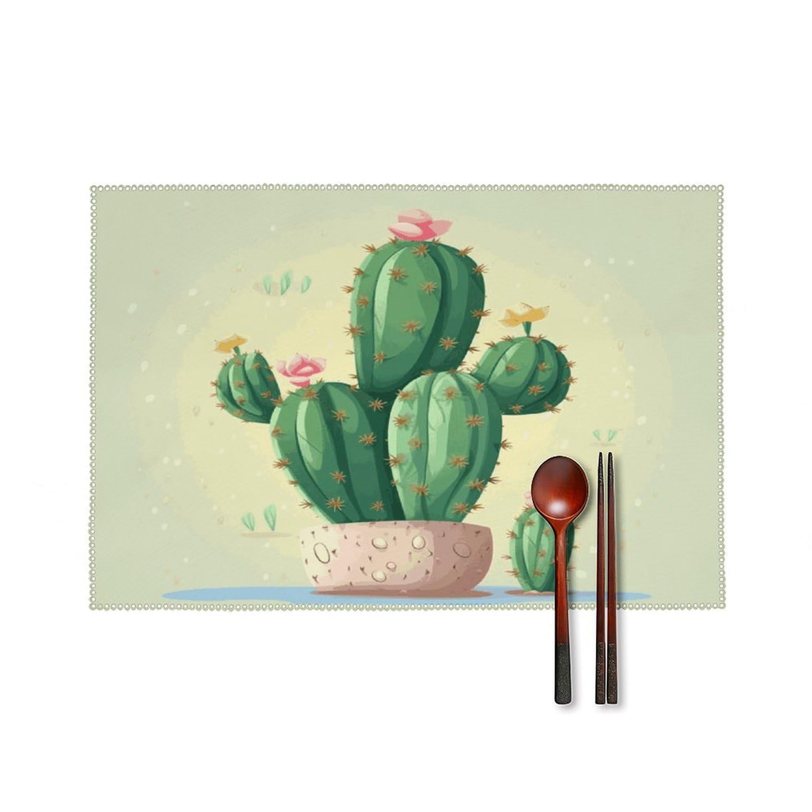 Fekiloot Style Cute Cactus Placemats Set Of 6,Table Mat