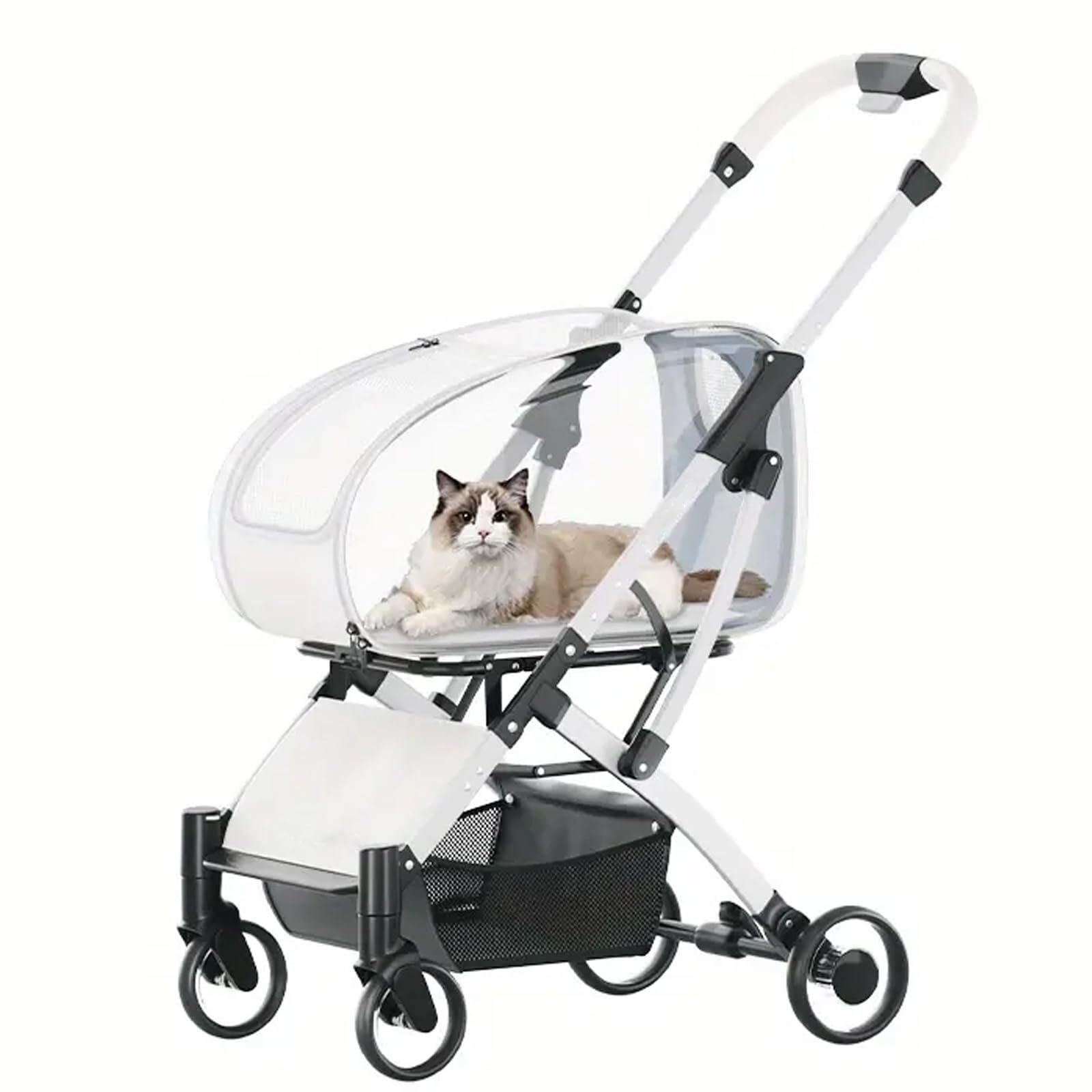Poussette pliable for animaux avec support amovible rigide