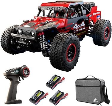 SG202 MAX Remote Controlled Car for Adults 55 km/h with Carry Bag, 120 4WD Off Road Race Buggy, Brushless Motor, RC High Speed Offroad Drift Racing Car, 3 Batteries Red