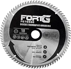 Disco de Serra em Carbono Para Madeira 10" Polegadas 250x30mm Dentes 80T - FortG