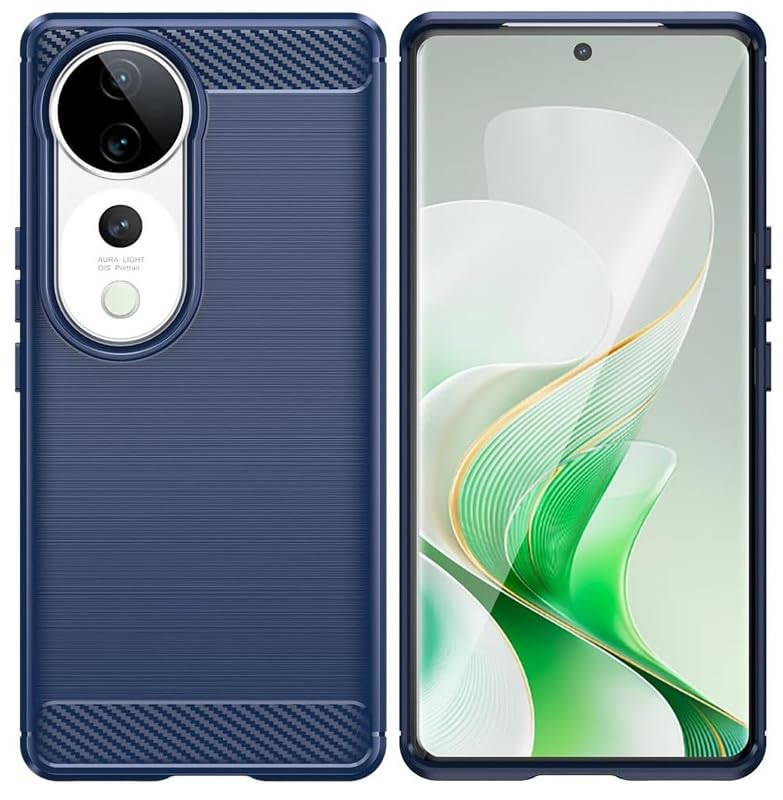 Image of NPRC Hybrid Ultra Slim Protective Case TPU Non-Slip Carbon Fiber Texture Shockproof Case Cover for Vivo V40 5G - Blue