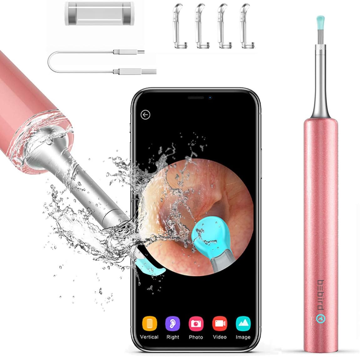 BEBIRD Ear Wax Removal, Ears Cleaner, Earwax Remover Tool with 1080P FHD Wireless Wfi Ear Camera and 6 LED Lights,Waterproof Otoscope for iPhone, iPad & Android Smart Phones (Black) : Health & Household