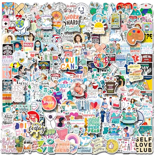 Calcomanías de enfermera, calcomanías positivas, 300 calcomanías inspiradoras de vinilo impermeables para laptop, parachoques, botellas de agua, computadora, accesorios de enfermera para el trabajo