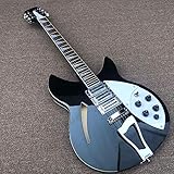  CAZARU Guitarra eléctrica de 12 Cuerdas, Guitarra eléctrica, Cuerpo de Pintura Negra con diapasón Triangular con Incrustaciones, Guitarra acústica Hyococ