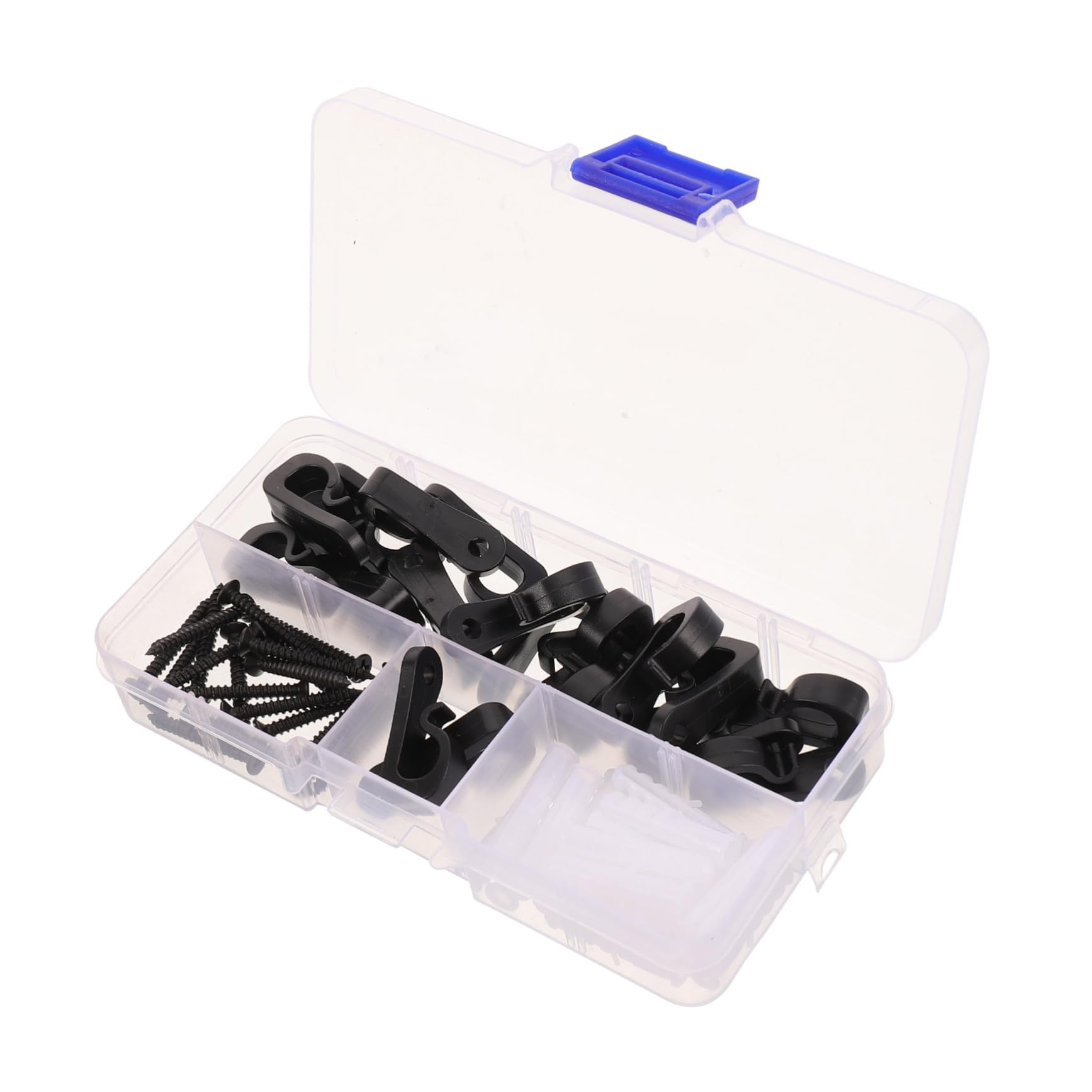 Mikikit 20pcs Outdoor String Light Hooks Durable Plastic Clips for Tent Poles Awning Ceiling Hook Clips for Patio Decoration Camping Garden Parties