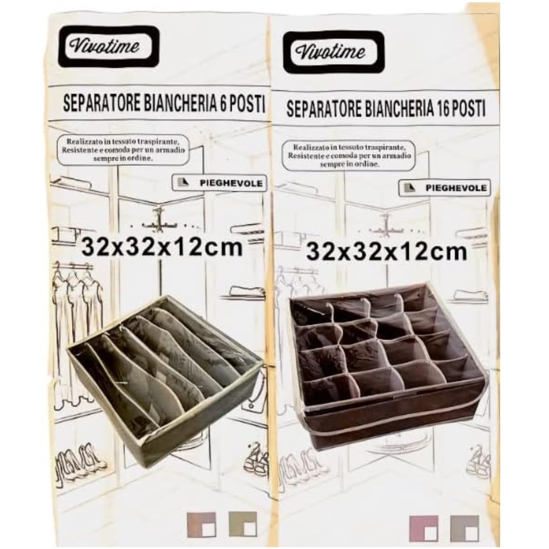 Set Di 6 Organizer Per Biancheria Intima, Cassetti In Tessuto