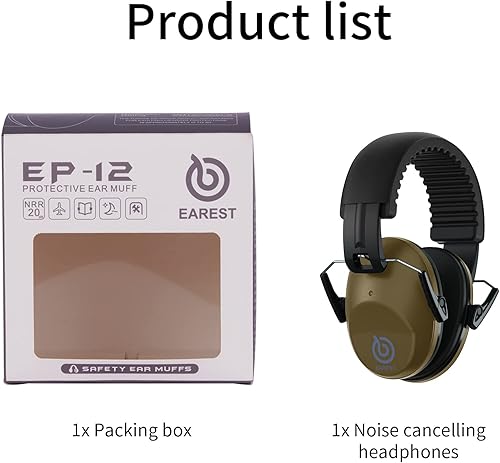 Miniatura 6 de EAREST Orejeras de protección, orejeras de seguridad para reducción de ruido, orejeras de disparo NRR de 20 dB para adultos y niños