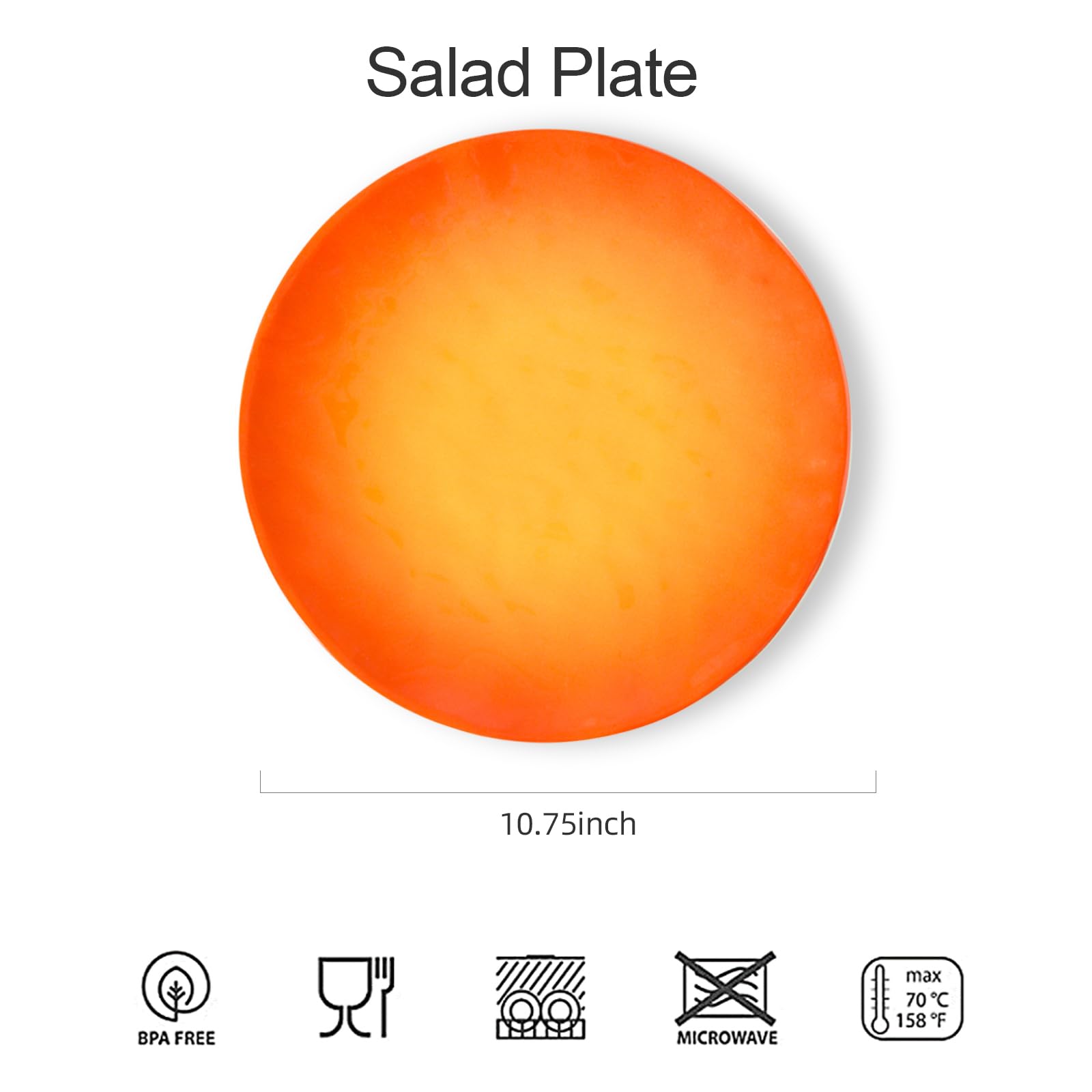 Zayton Melamine Dinner Plates - 11 Inch, Shatterproof Plastic, Lightweight, Striped Design - View #7