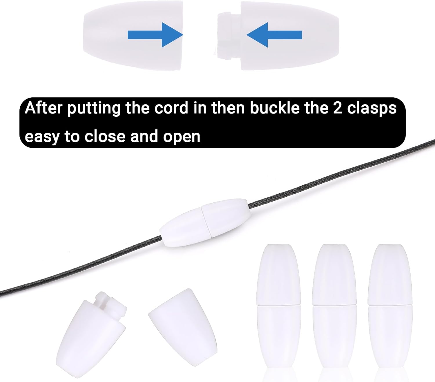 50 Sets Breakaway Clasps for Necklaces Safety Plastic Bead Connectors for Jewelry Making (White) - Image 4