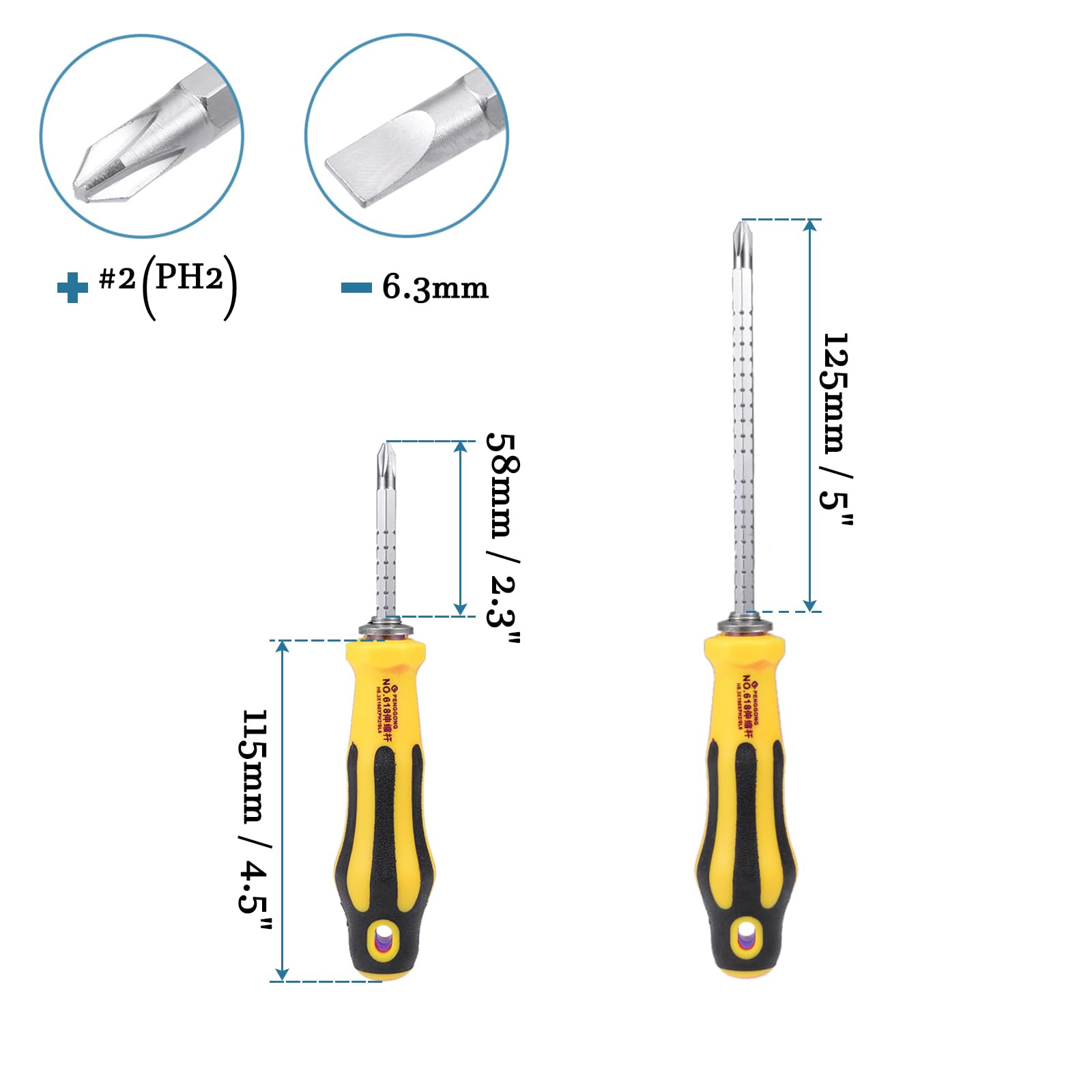 Punte Per Cacciaviti Balistici AEG Rinforzate - 50 Mm - 3 Pezzi - PH2