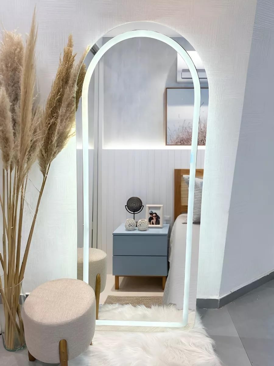 Espelho de Parede LED semi oval, 170x70cm, Iluminação Integrada 220v Corpo Inteiro de Luxo (Luz Branca 6000k, 220v)