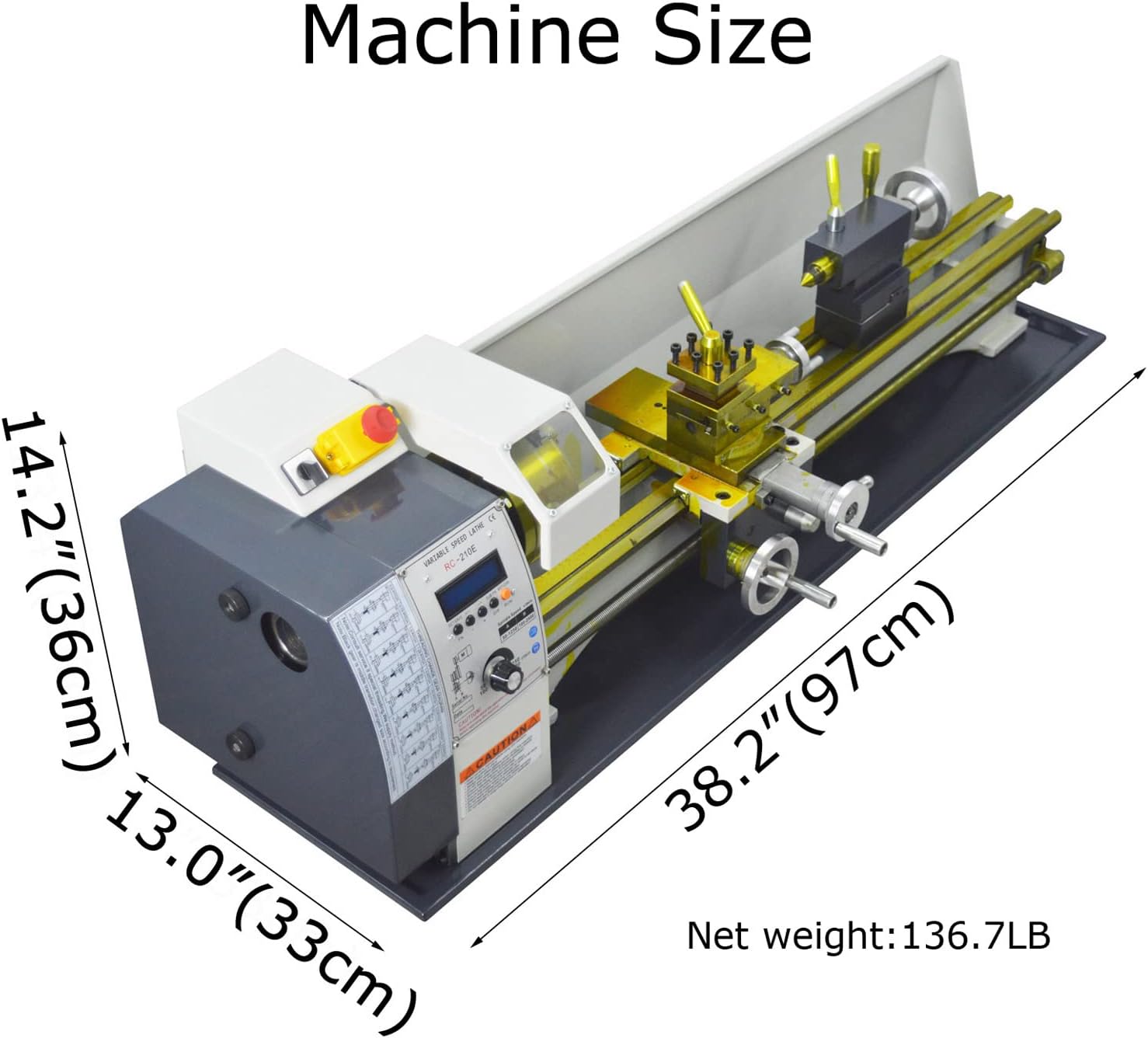 EQCOTWEA Metal Lathe 8X24 Benchtop Metalworking Table Lathe Precision Hobby DIY Lathe Industrial Electronic Gearless Horizontal Wood Lathe 1100W Brushless 50-2500rpm Imperial/Metric RC-210E 110V EQCOTWEA Metal Lathe 8X24 Benchtop Metalworking Table Lathe Precision Hobby DIY Lathe Industrial Electronic Gearless Horizontal Wood Lathe 1100W Brushless 50-2500rpm Imperial/Metric RC-210E 110V